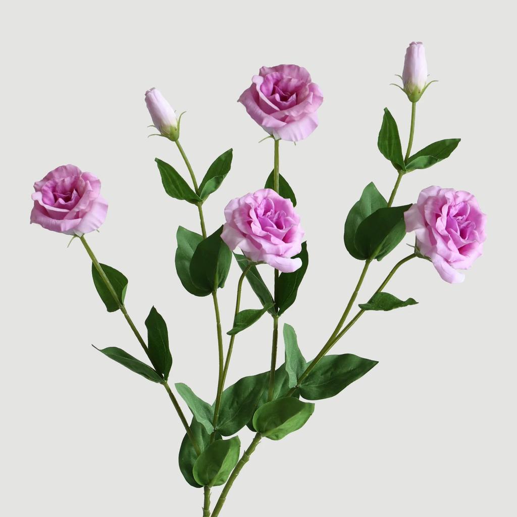 8Pcs Purple Faux Eustoma Bouquet Soft Touch Silk Lisianthus Flowers Home Decor Wedding Centerpiece Floral Arrangement Bouquet