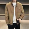 Men Jacket Stand Collar Long Sleeve Zipper Placket Jacket Coat Solid