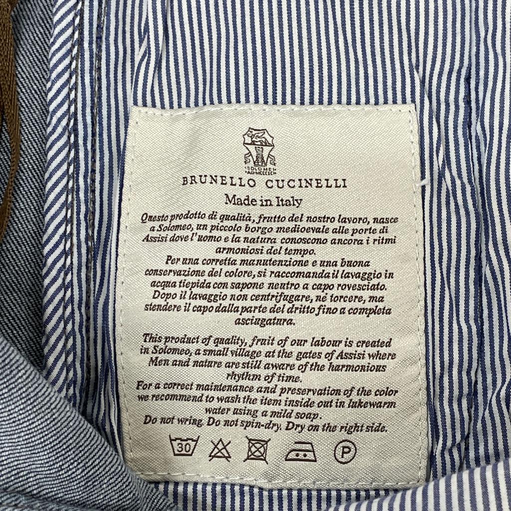 Brunello Cucinelli MPLI7P5090 Blue Cotton Roll-Up Tapered Denim Pants Bottoms 38 blueUsed