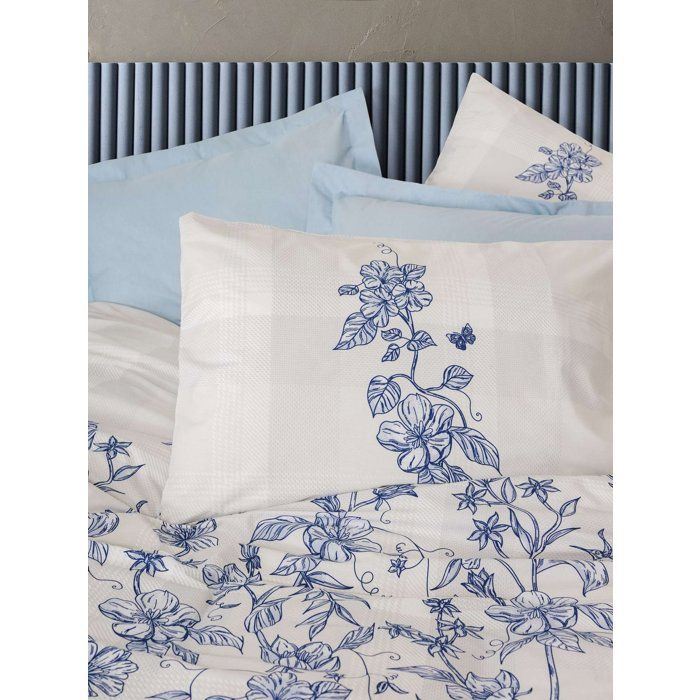 Parure de lit - 1 housse de couette 140 x 200 cm + 1 taie d'oreiller 60 x 60 cm - 100% coton renforcé - Bleu