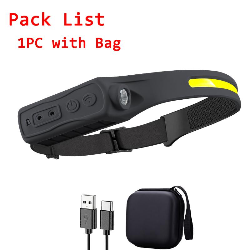 USB Rechargeable LED Sensor Headlamp XPE+COB Headlight Led Head Torch Camping Search Light Head Flashlight for Fishing Lantern
