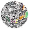 50 Zebra Stripes Animal Graffiti Stickers for Milk Tea Cup & Journal - Black & White Cute Decorative Stationery