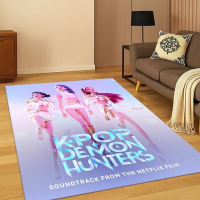 Tappeto Kpop Demon Hunters Rumi Mira Zoey Music Cartoon per Camera da Letto Soggiorno Divano Decorazione Casa, Tappetino Antiscivolo Regalo