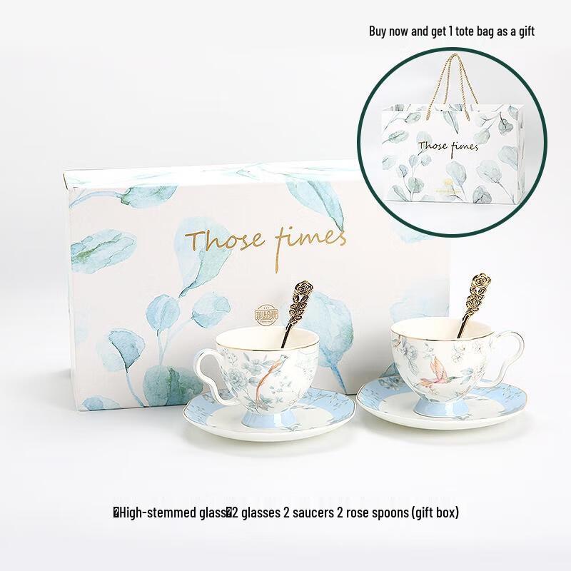 HANDUNYOU Exquisite Stemmed Coffee Cup Afternoon Tea Set