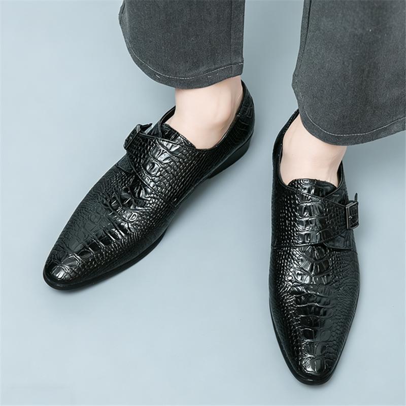 New Brand Designer Gentleman Alligator Pattern Chelsea Shoes for Men Monk Strap Loafers Formal Wedding Dress Homecoming Footwear