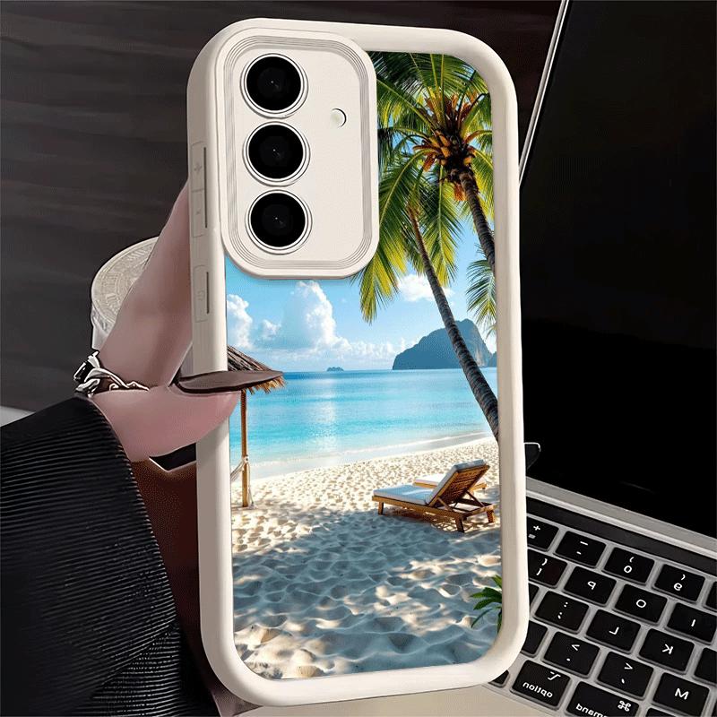 Phone Case for Samsung Galaxy A17 A16 A15 A14 A13 Summer Beach Sea Palm Tree Vacation A56 A36 A26 A55 A35 A25 A54 A34 A24 A53 A3