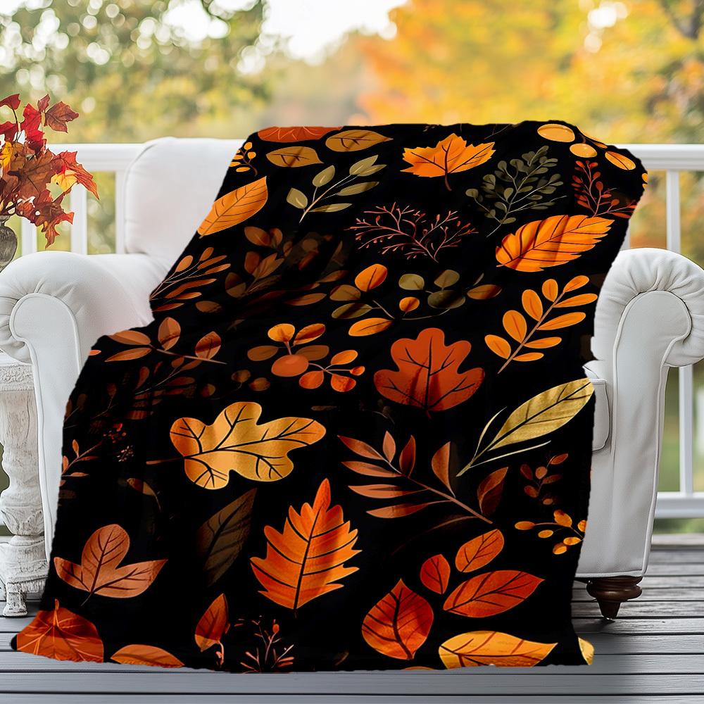 1 Stück Herbstlaub Outdoor Flanelldecke - Weiche Plüsch-Dekoration für Picknicks, Camping, Schlafzimmer, Spielzimmer, Büro oder Mittagspause 1362A