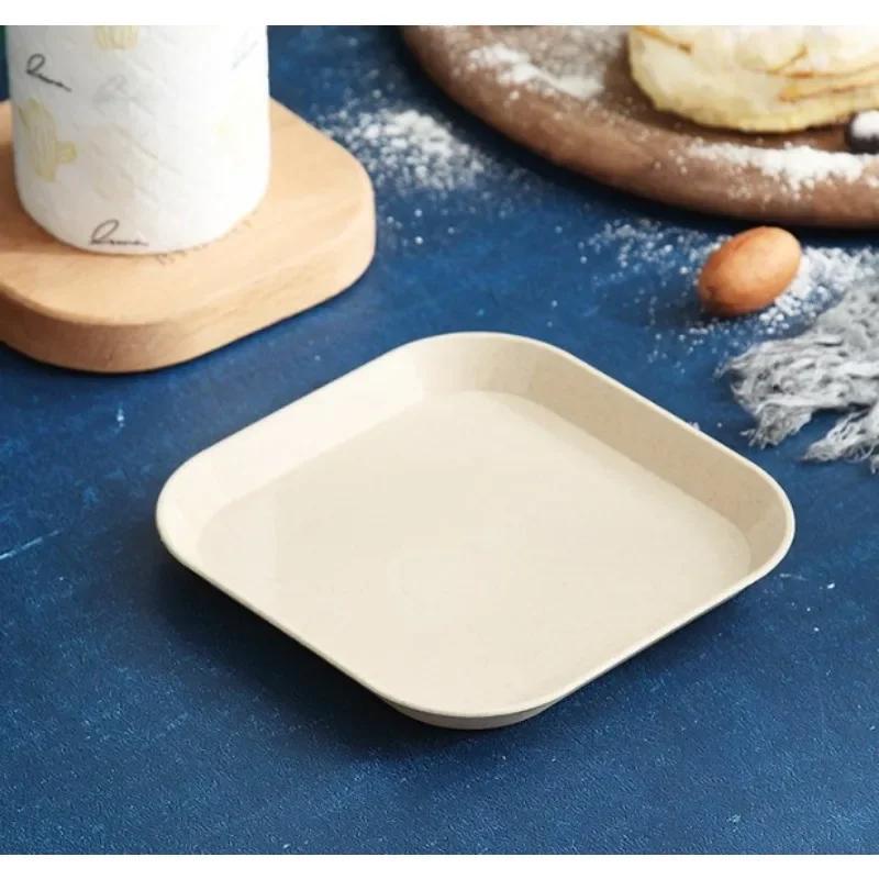 Home Creative Square Plate Set Deep and Thick Bone Spitting Plate Fruit Plate Restaurant Baby Plate