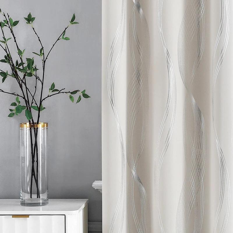 All-Season Curtain Soft Comfortable Dustproof Removable Universal Popular Curtain Blackout Curtain with Gold Foil Wave Pattern, High Precision Drapes