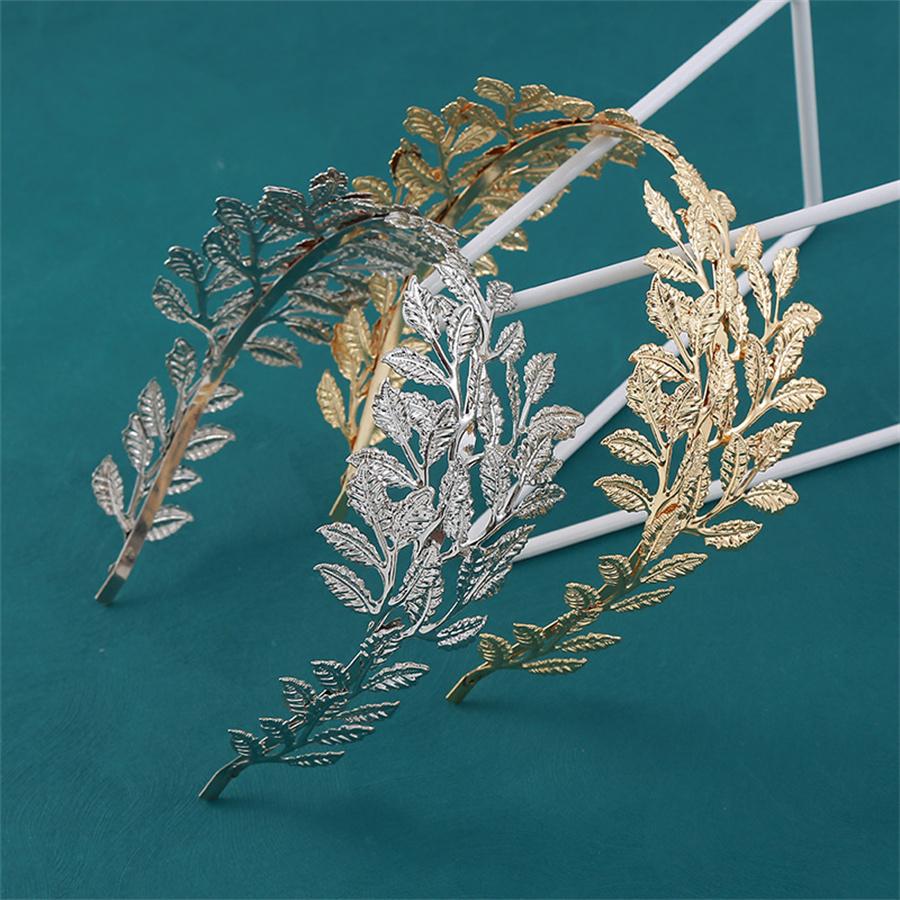 Fashionable crystal pearl alloy leaf headband for women romantic wedding elegant bride wedding photography hair accessories