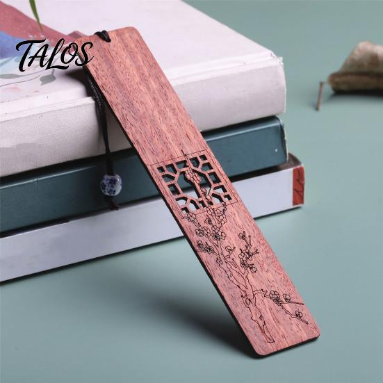 Origineller Lesezeichen Holz Lesezeichen, Handgefertigter Hohlholz Seitenmarkierer mit Perle, Chinesischer Buchstil Dekoratives Lesezubehör, Geschenk für Liebhaber,