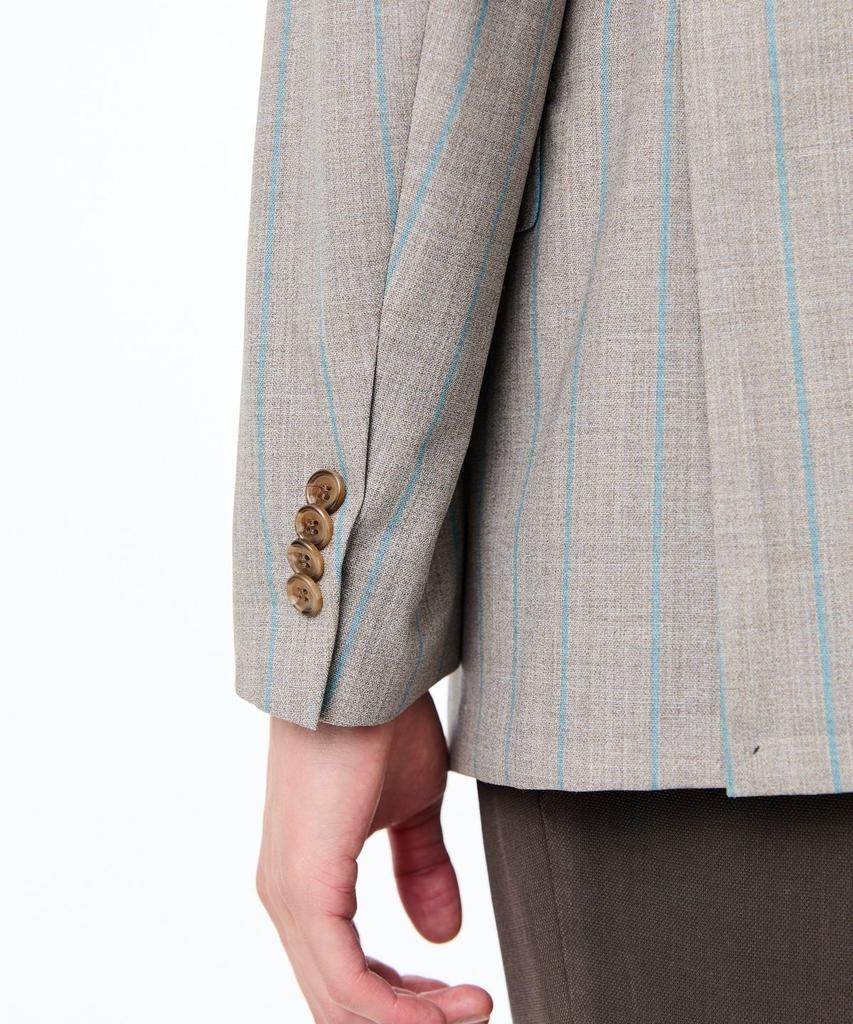 Man On The Boon [Loro Piana Fabric] Striped Wool Single Jacket_Gray 4714151004