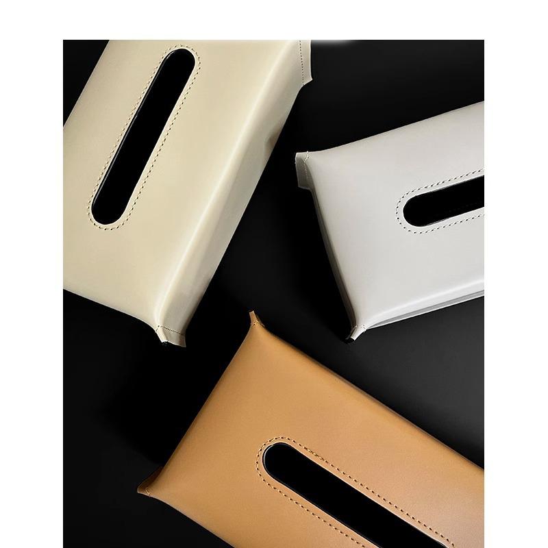New Woven Tissue Box Leather Napkin Case Luxury Paper Cover Car Living Tissue Paper Holder Desktop Home Tabletop Decoration