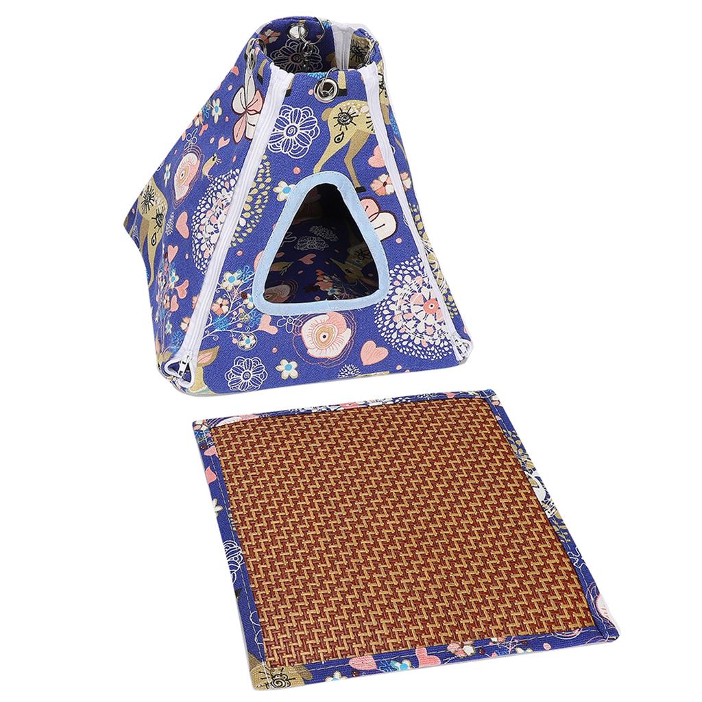 Small Pets Hammock Tent Hanging Bed Toy Detachable Washable for Sugar Glider Hamster Blue Flower Seasmall