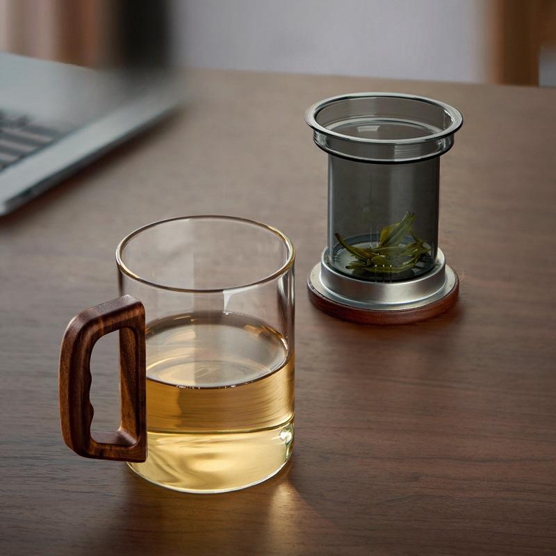 Household Glass Tea Cup Office Men and Women Glass Tea Brewer High Borosilicate Filter Tea Water Separation Three Piece Cup