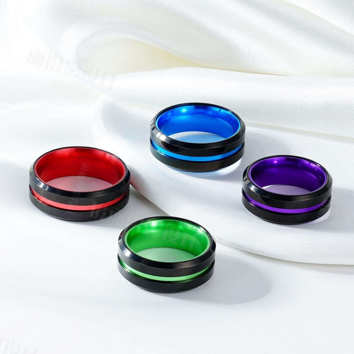 

Two-Tone Stainless Steel Ring: Bold, Durable, and Fade-Resistant European & American Fashion Style. Size 10 синій