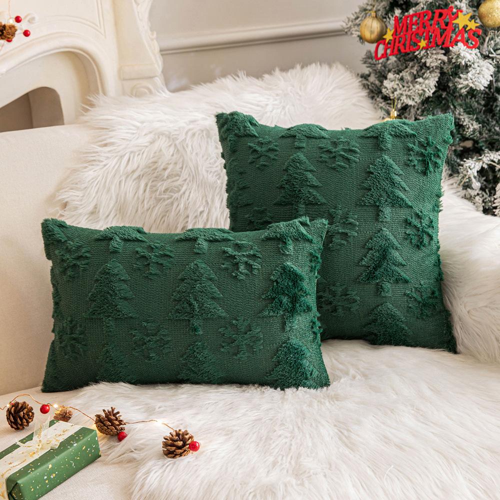 Weihnachts-Kissenbezug Plüsch Schneeflocke Weihnachtsbaum Gestickt Haar Wohnzimmer Sofa Kissen Festliche Party Dekoration Kissenbezug