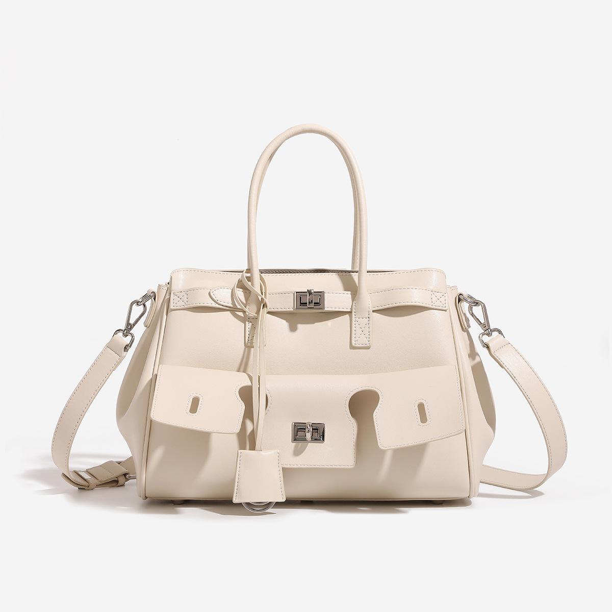 

2025 Spring New Fashion Platinum Tote Bag, Large Capacity, High-end Design, Single-shoulder Handbag for Women бежевий