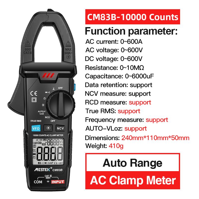 Digital Clamp Meter AC DC Current 200A Voltage Auto Range Current Meter Tester Ammeter Multimeter Ture RMS Current Clamp