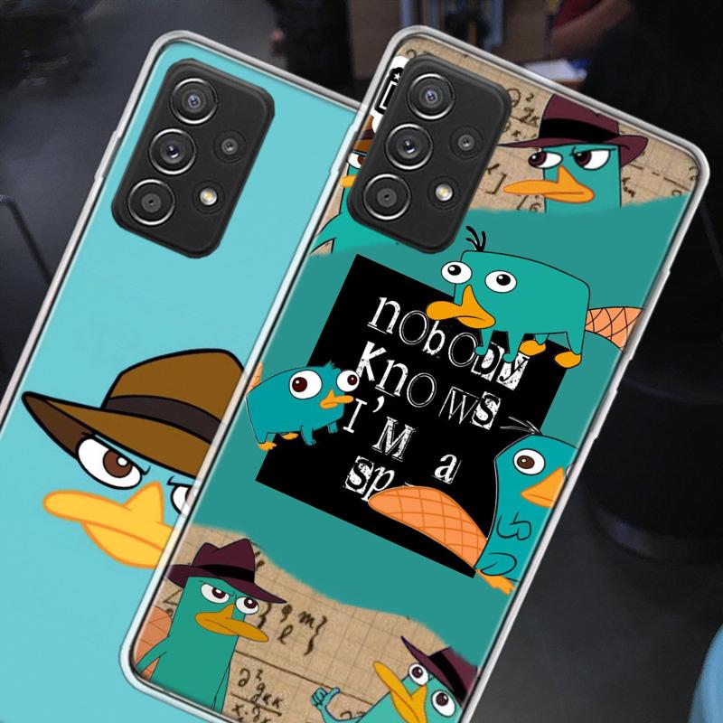 Cartoon Perry The Platypus Phone Case for Samsung A54 A57 A37 A17 A14 A15 A12 A24 A34 A55 A35 A25 A52S A07 A05S A04S A22 A32 A72