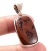 Natural Mahogany Red Obsidian 925 Sterling Silver Gift TwoTone Pendant 1.7" o5I87
