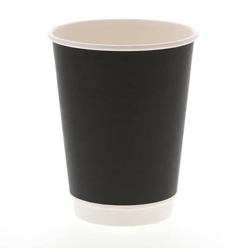 [Case Sale] Shimojima HEIKO Heat-Resistant Paper Cups, 12 Oz (410 Ml) Double-Insulated, Black, Disposable Paper Cups for Commercial Use, 500 Cups (25