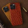 Ostrich Genuine Leather Case For iphone 16 Pro Max 15pro 14 13 12 11 XR XSMAX SE4  Real Cowhide Back Cover Coque Shell