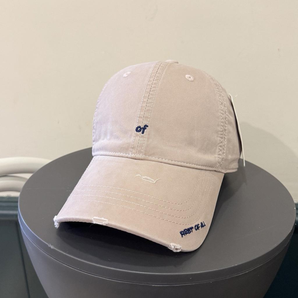 Hole Embroidered Baseball Cap Korean Trendy Brand Female Versatile Street Face Small Cap Pure Cotton Soft Top Sun Hat