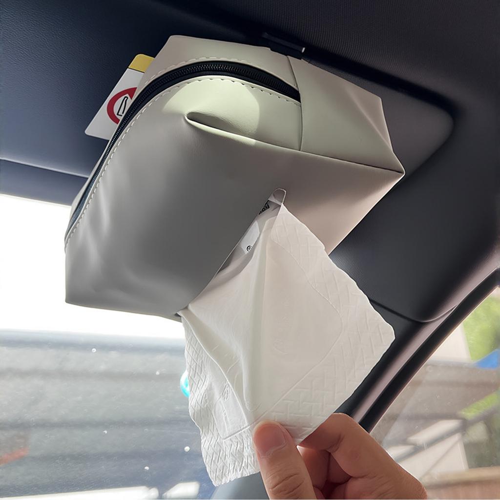 JEYODA Car Tissue Holder for 120 Standard Tissue Vehicle Seat Extra Large Suede Tissue Box Cover Napkin Box (Gray)