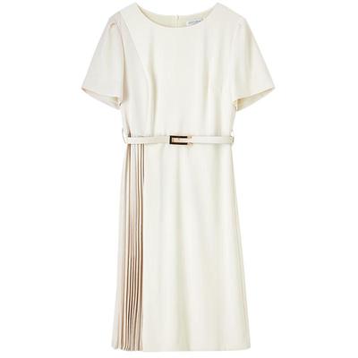 Elegant Summer Pleated Patchwork Midi Dress
