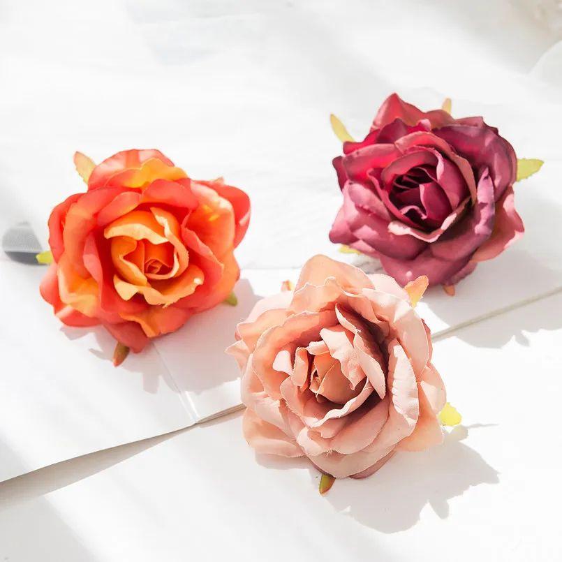 50/100Pcs Silk Rose Artificial Flower Outdoor UV Protection  Wedding Bridal Bouquet Arch Wall Christmas Wreath Home Diy Hot Sale