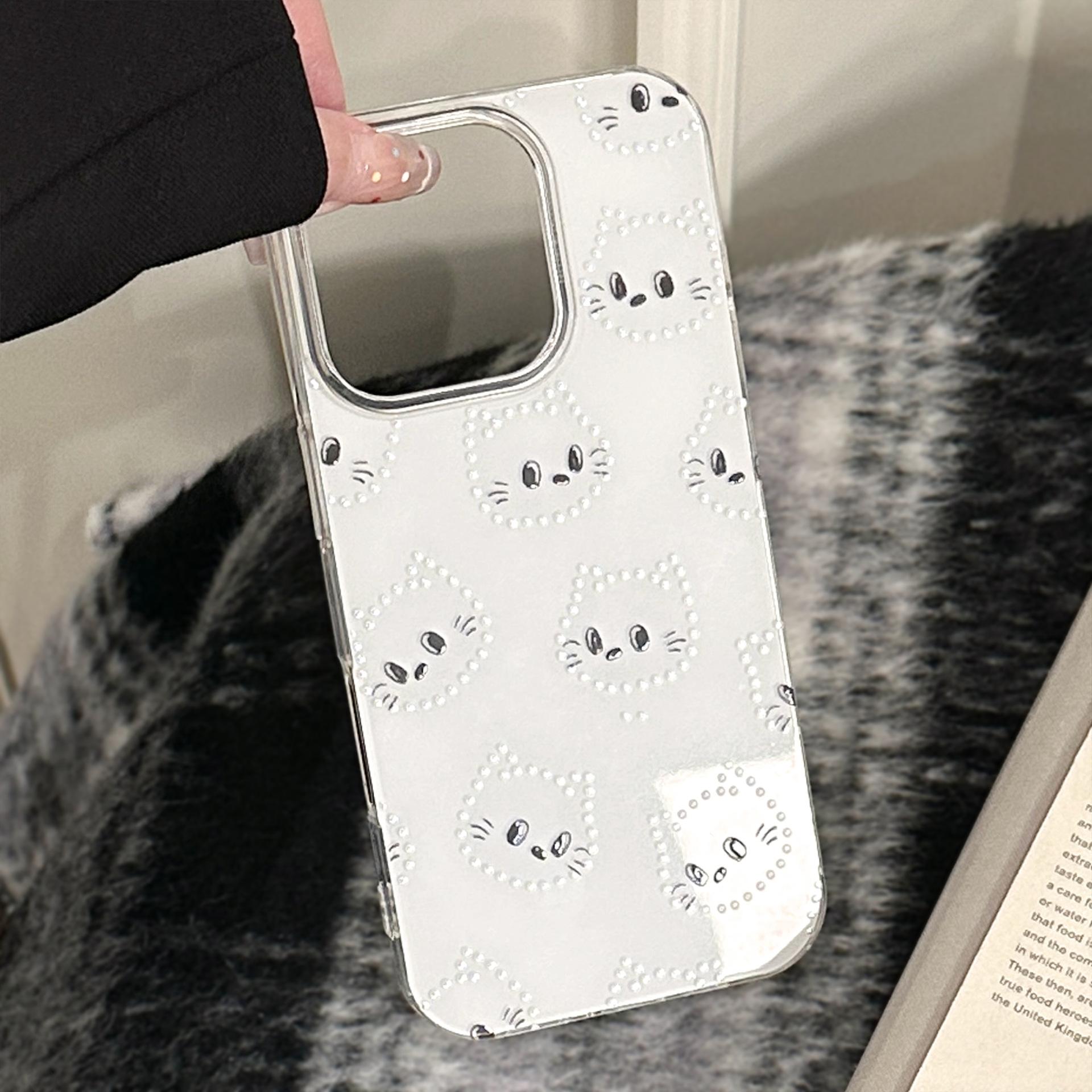 

Gilded Bracket Suitable for 17 Apple 16promax Mobile Phone Case Creative Cat Puppy Iphone15 Hard 13 Anti Fall 17promax