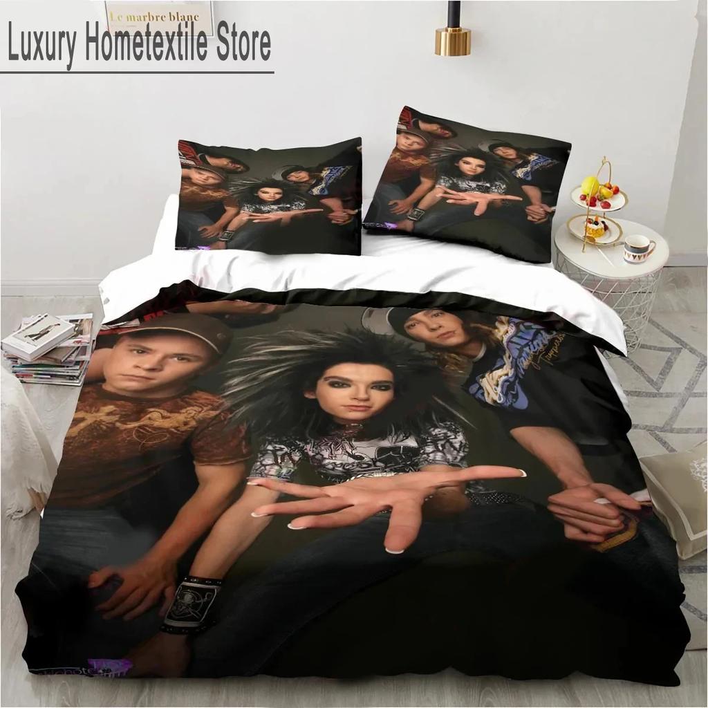 3D-Druck Tokio Hotel Bettwäsche-Set für Jungen und Mädchen, Zwillings-, Queen- und King-Size-Bettbezug, Kissenbezug, Bett für Jungen, Heimtextilien