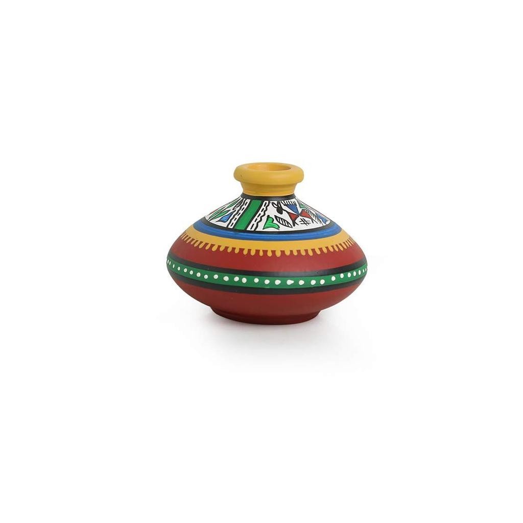 Earthenware Terracotta Decorative Flower Vase Pot (Red)