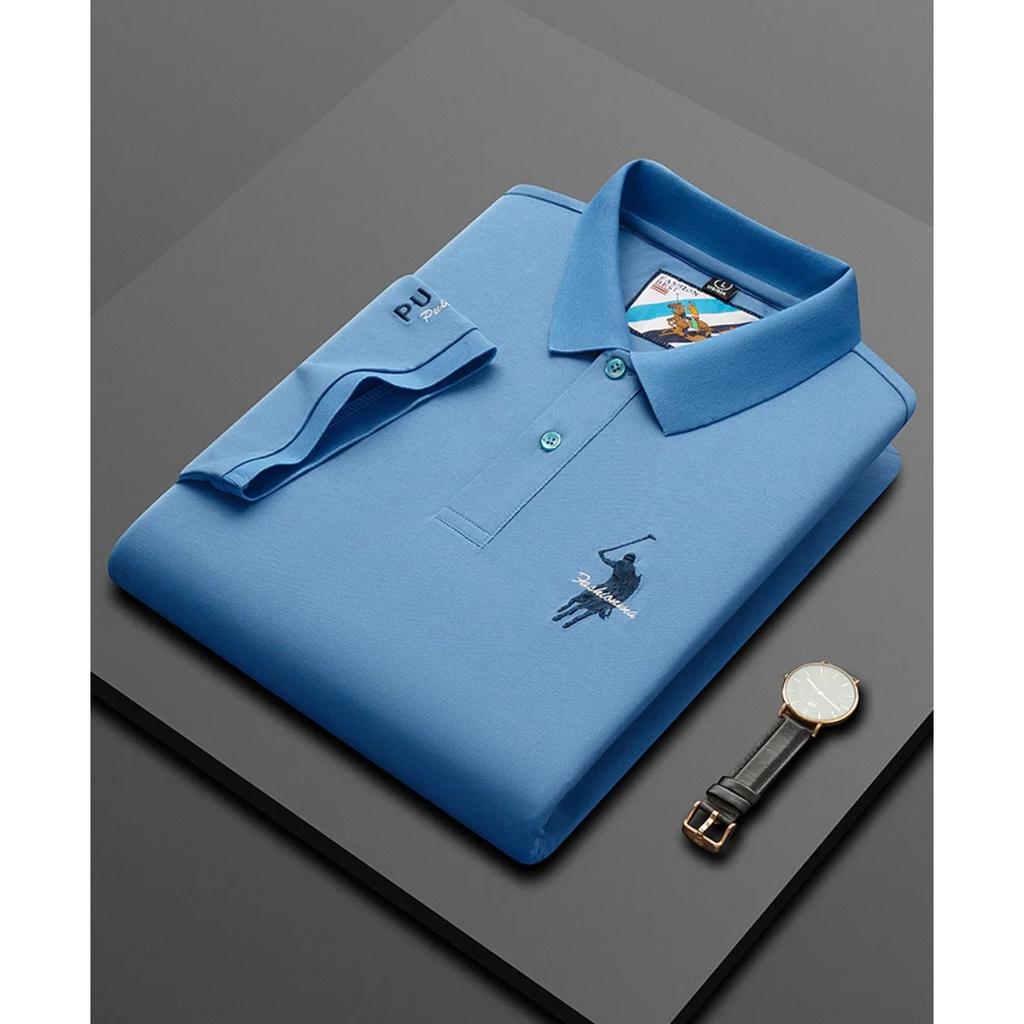 STORN Luxe Borduur Heren Poloshirt Zomer Dun Ademend 100% Katoen Zwart Marineblauw Kraag Korte Mouwen Tops Merk Kleding