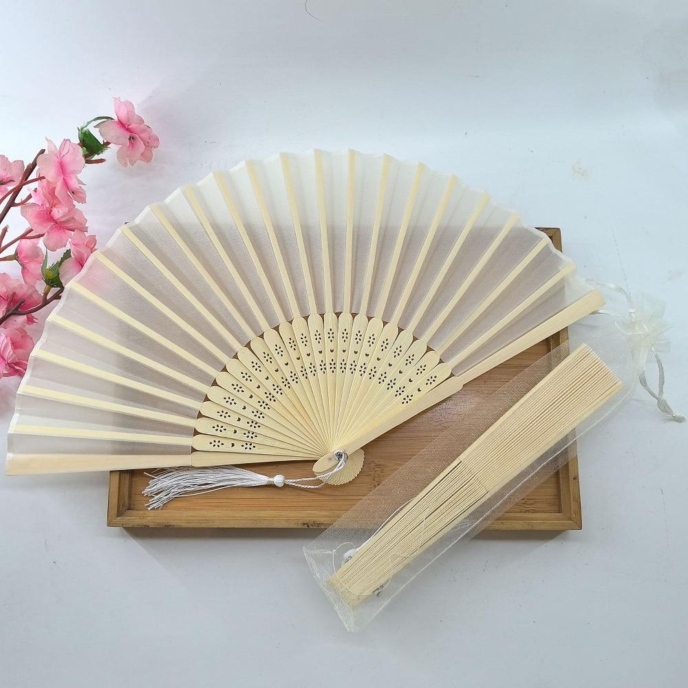 Wear Resist Folding Fan Cooling Tool Bamboo Hand Fan Fashionable Silk Hand Fan Festival Party