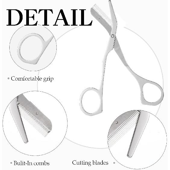 Eyebrow Scissors for Women,Eyebrow Scissors with Comb,Stainless Steels Eyebrow Trimmer Scissors and Cleaning Brush Eyebrow Trimming Kit for Women Men