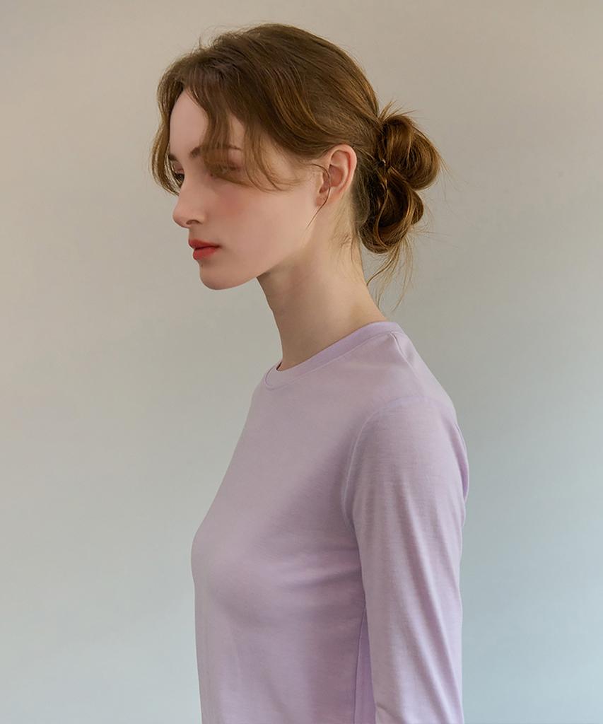 Kamino Basic Slit Long Sleeve T-Shirt Lilac