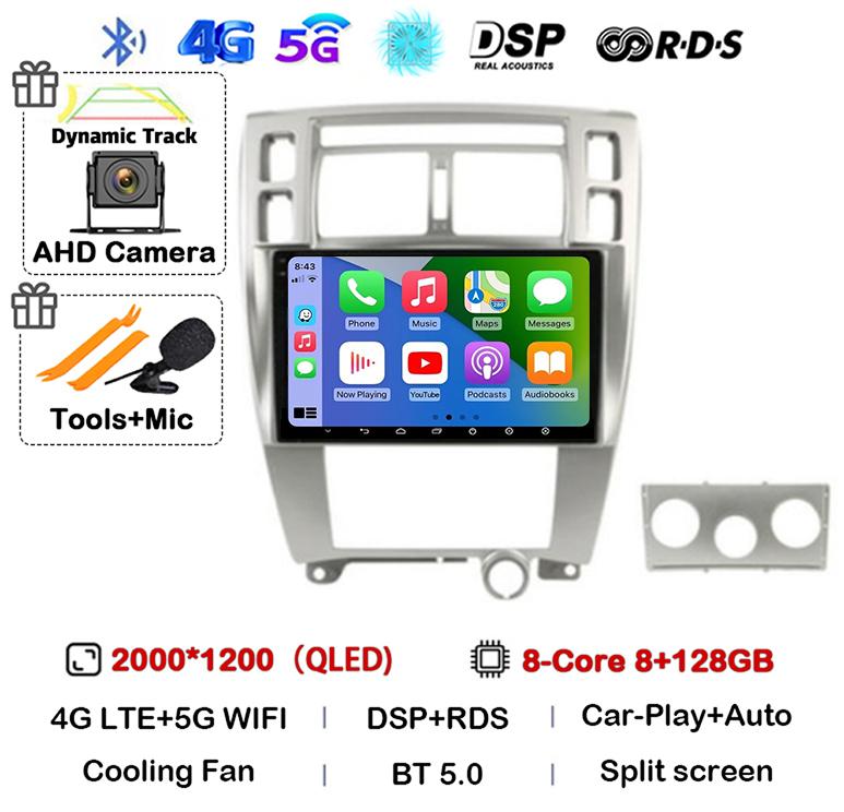 Android 14 Carplay Auto WIFI+4G For Hyundai Tucson 2004 2005 2006 2007 2008 2009 Car Radio Multimedia Video Player GPS Stereo BT