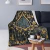 Flower Of Life Gold And Crystal Swirl Ornament Blankets Soft Flannel Throw Blanket Cover for Bed Living Room Picnic Travel Couch