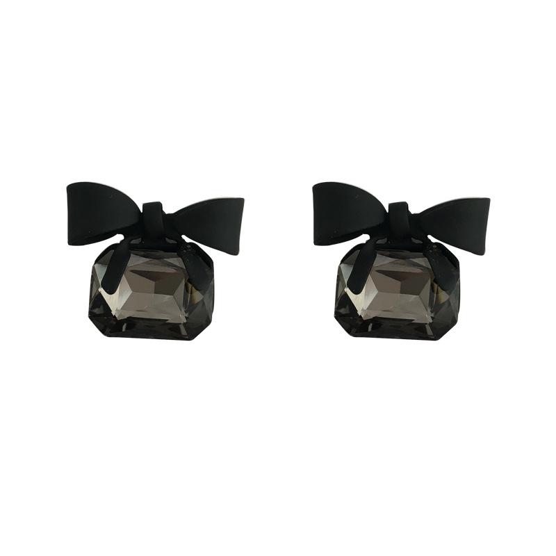 2026 New Black Bowknot Cubic Zirconia Stud Earring Square Bow Earrings for Women Fashion Jewelry Gifts