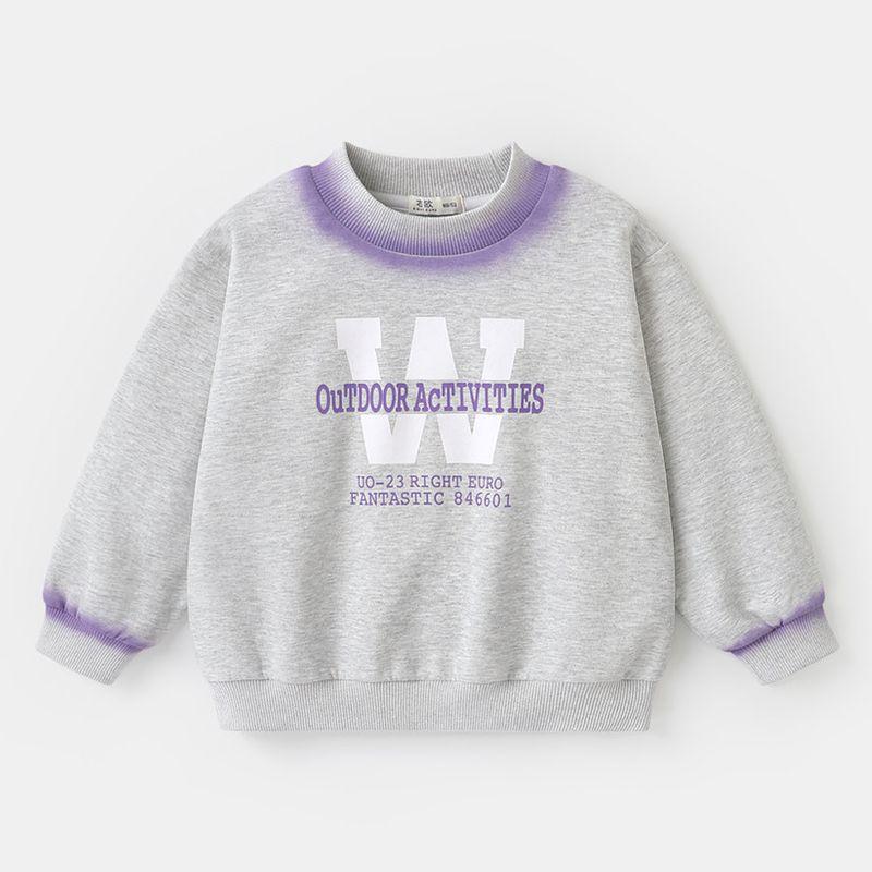 [Spring 2025 New Collection] Boys  Sweatshirt Spring Outfit New Children s Clothing Toddler Top Autumn U15585 Floral Gray 90
