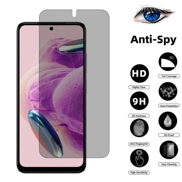 Protecteur d'écran - Xiaomi - Redmi Note 12S - Verre trempé - Anti-espion - Ultra fin