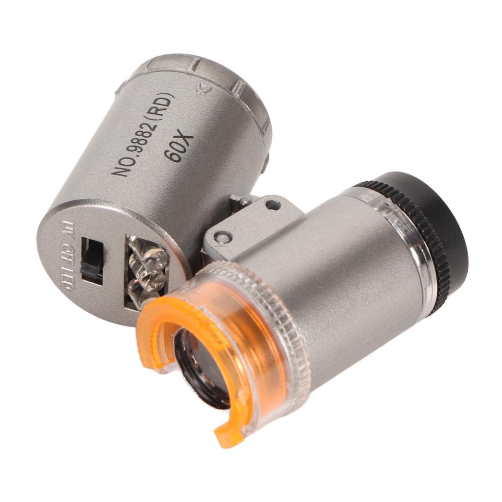 60X Mini Pocket Microscope Magnifier with LED Light Adjustable Portable Magnifying Glass UV Currency Detector for
