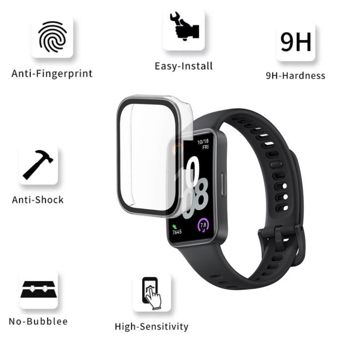 Coque compatible Huawei Band 10/Band 9/Band 8 - Protection rigide montre connectée étui transparent écran verre trempé Phonillico®