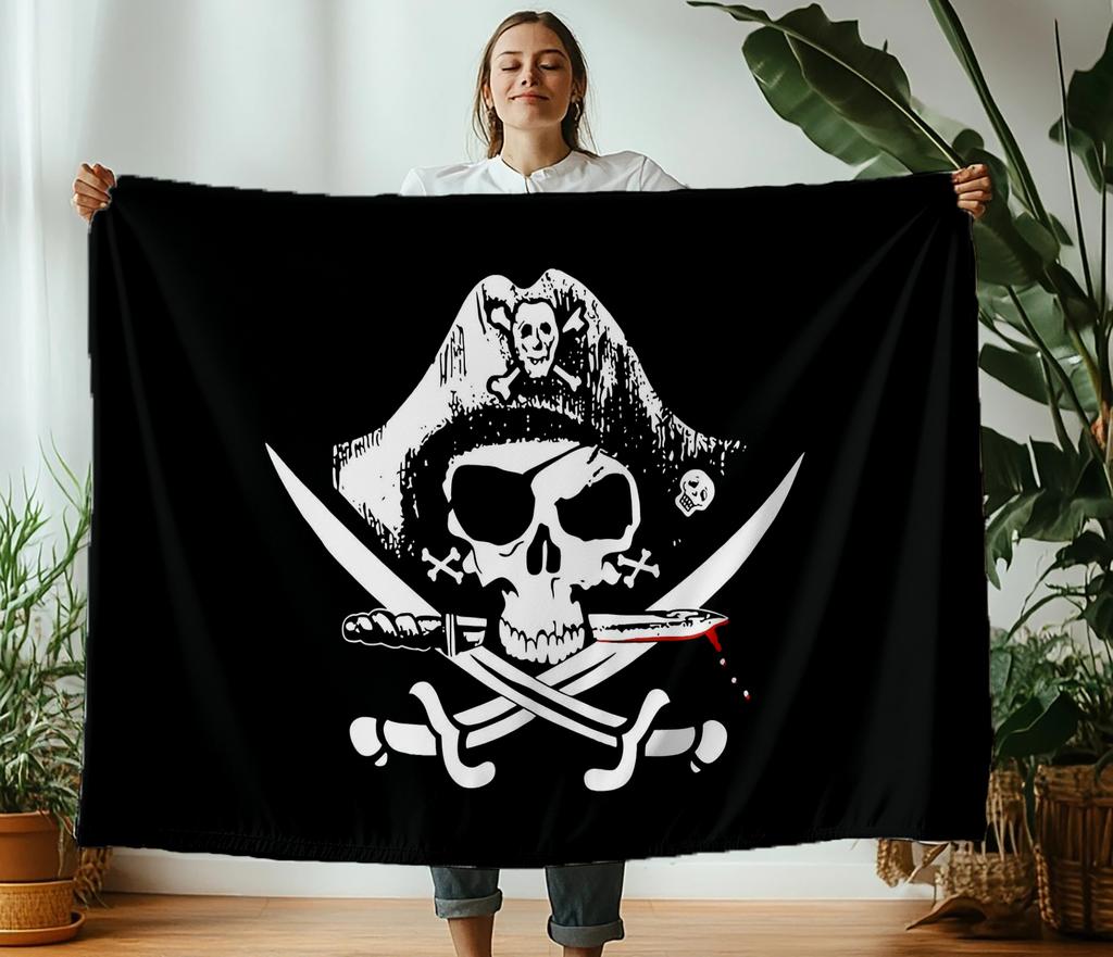 Pirate Banner Pirate Print soft Blanket Flannel Decoration  for sofas bedrooms air-conditioned rooms Gifts for kids and friends