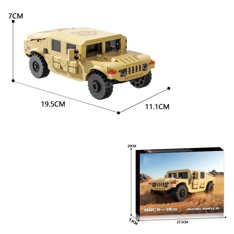 510PCS Military Vehicle H1 Building Blocks Sandy Off-road Car Model Bricks Educational Collection Children's Toys Holiday Gifts