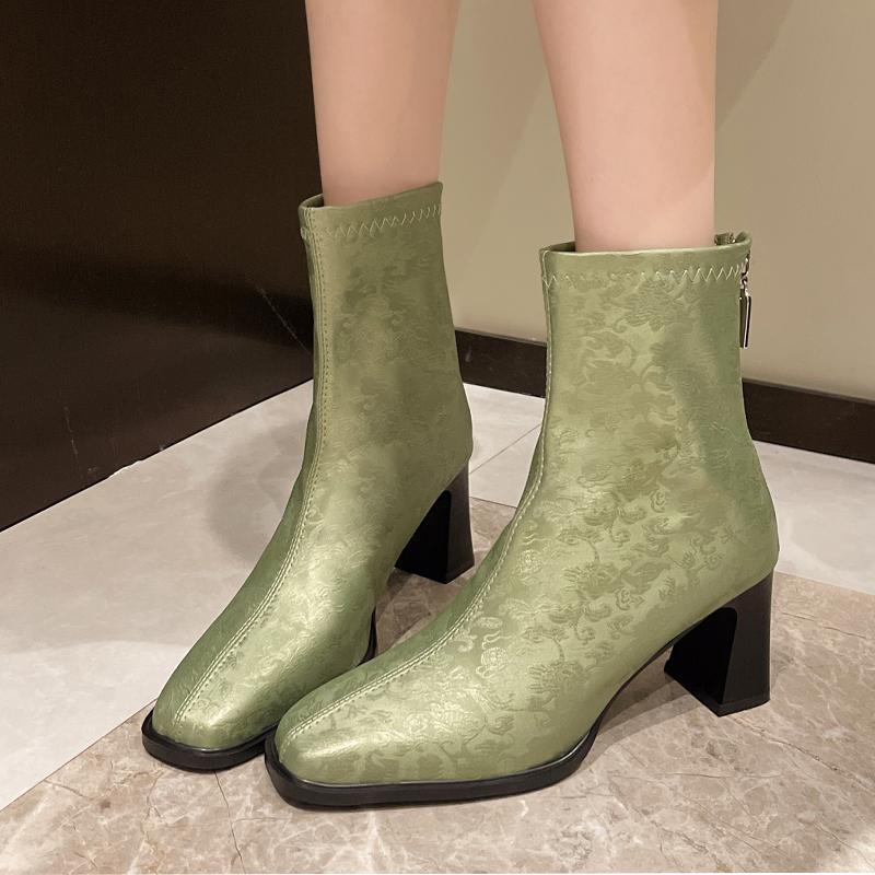 Ankle Boots for Women High Heels Dress Shoes for Woman Chunky Luxury Pumps 2025 Winter Designer Chelsea Botas De Mujer