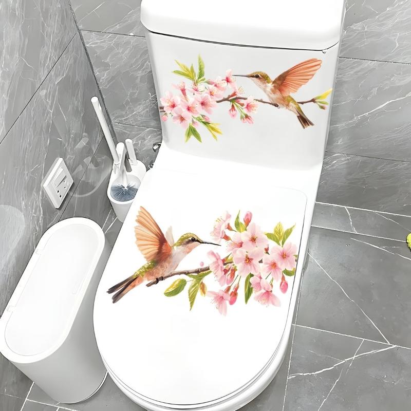 Floral Toilet Sticker Waterproof Moisture Proof Removable Bathroom Wall Toilet Lid Decal for Small Bathroom Upgrade