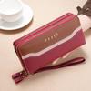 Damen-Langbrieftasche mit Doppelreißverschluss, PU-Leder-Clutch, große Kapazität, Handgelenktasche, Kartenhalter, Handy-Brieftaschen-Organizer, Damen-Handtasche
